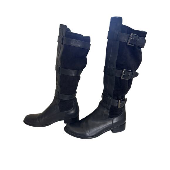 Cole Hahn Air Avalon Black Leather Triple-Buckle Knee Boots Size 8.5 Riding - Picture 2 of 7